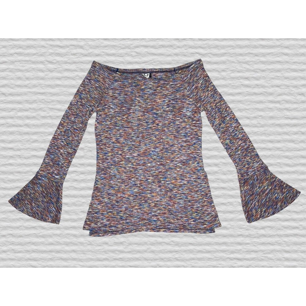 Anthropologie Akemi + Kin Zaka Off Shoulder Top Womens XL Space Dye Bell Sleeve